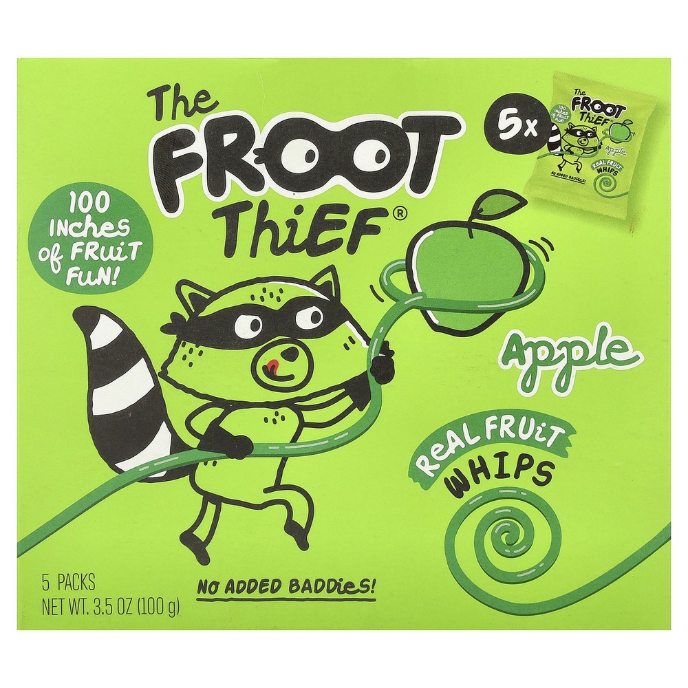 Real Fruit Whips, Apple, 5 Packs, 0.7 oz (20 g) Each