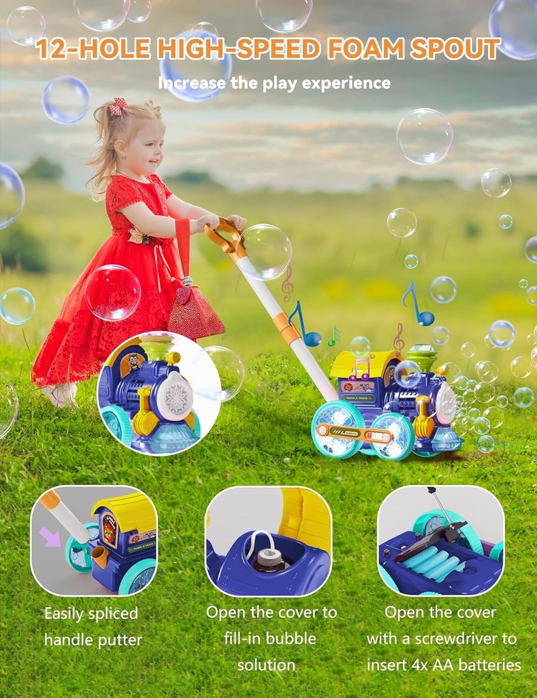 Bubble Machine,Bubble Blower Maker,Bubble Lawn Mower for Toddlers,Bubble Music T