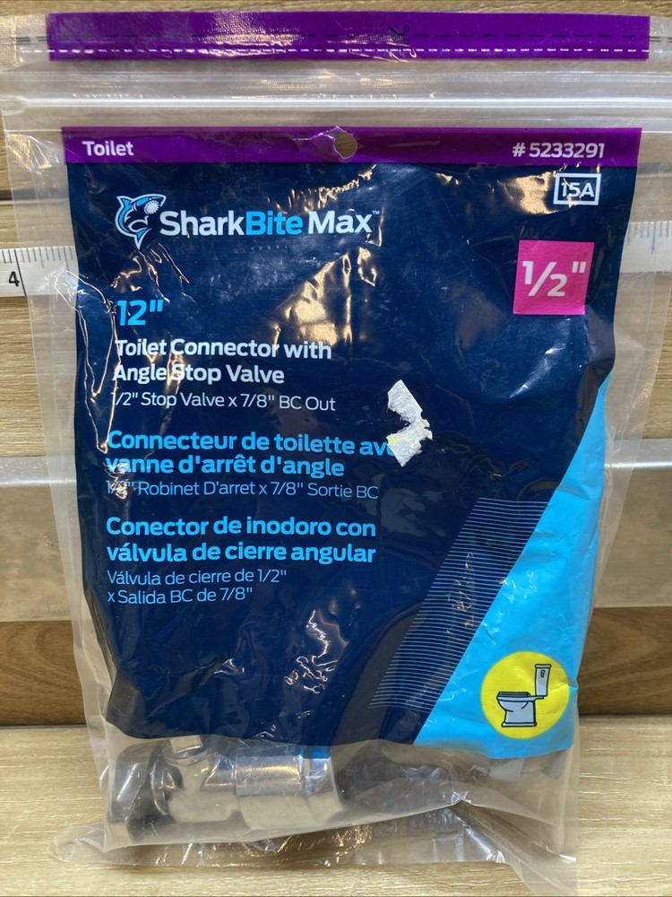 NEW, Sealed SharkBite 1/2" Angle Stop Toilet Connection Kit, P-T-C,