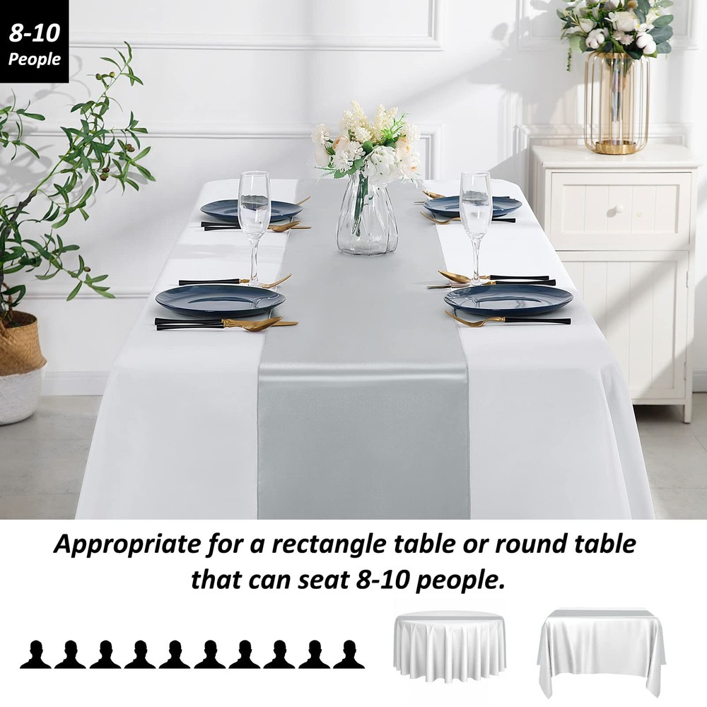 24PCS Silver Satin Table Runners 12"x108" Wedding & Party Table Decor