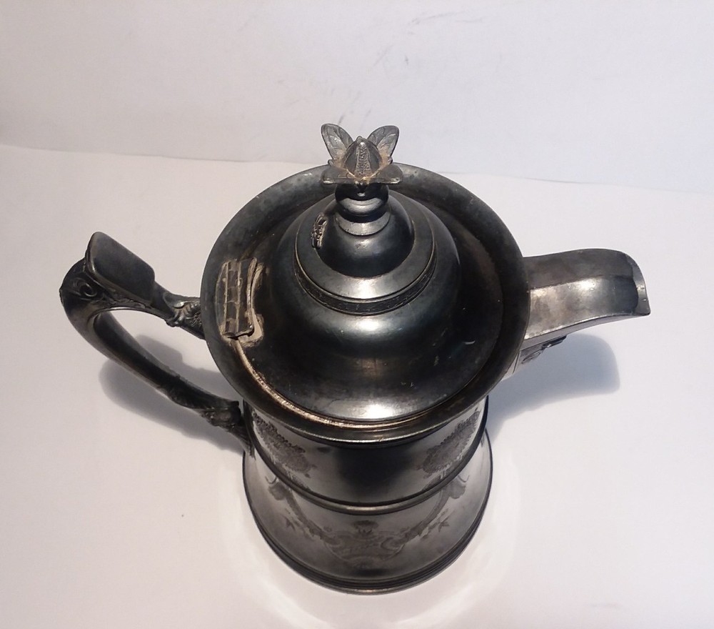 Reed Barton Ice Water Pitcher Seamless Lining Etched Silverplate Decorative Only