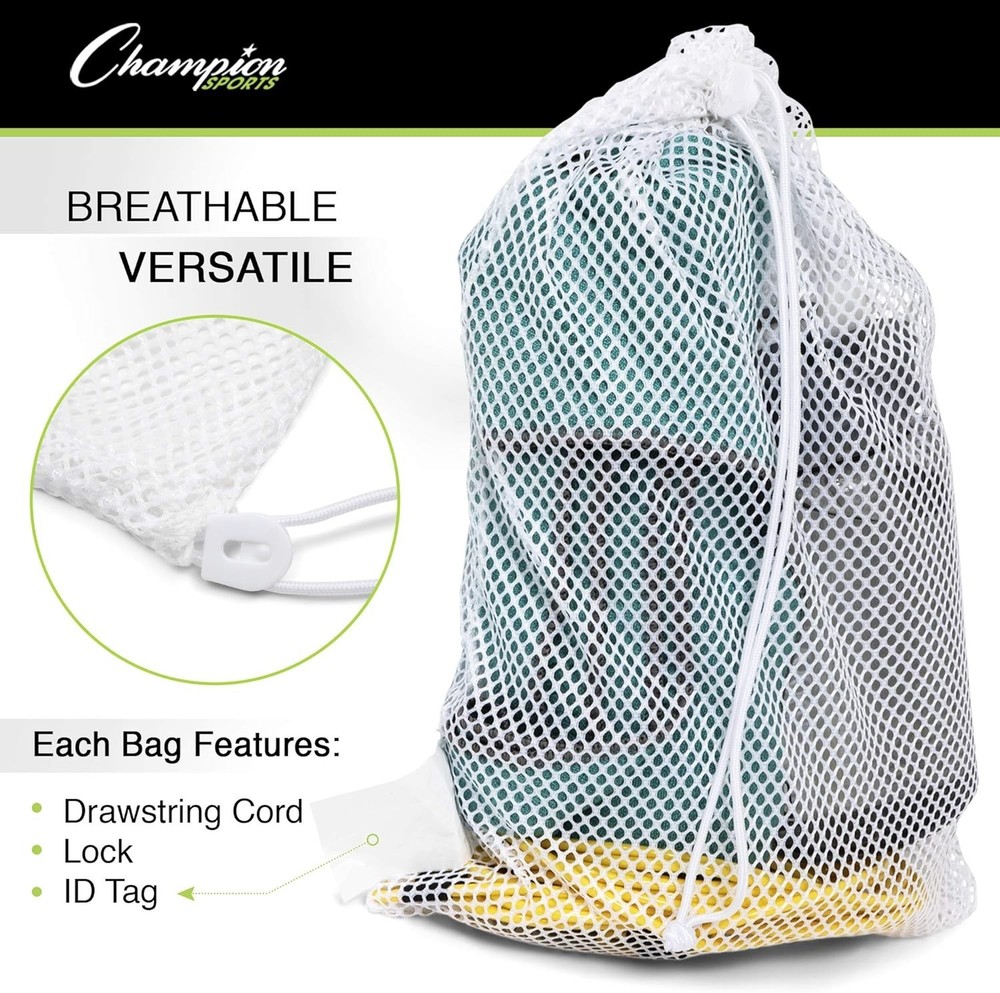 Adjustable Mesh Equipment Bag with ID Tag - 12" x 18" Multi-Sport Solution