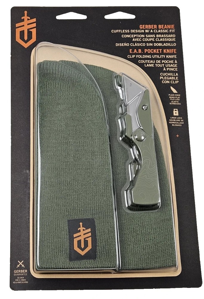 Gerber E.A.B. Pocket Knife + Beanie Set – Exchange-A-Blade Utility Knife