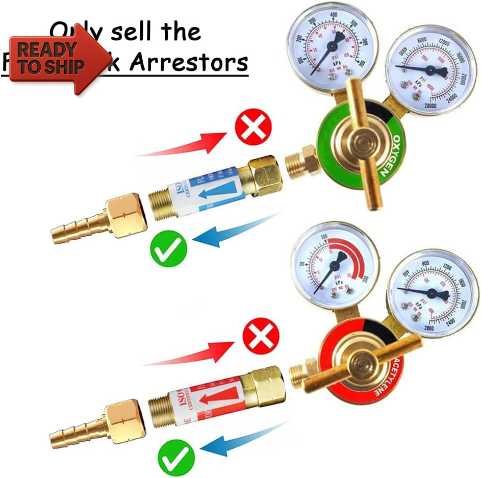 Oxygen & Acetylene/Propane Flashback Arrestors Set Regulator End 9/16-18 Thread
