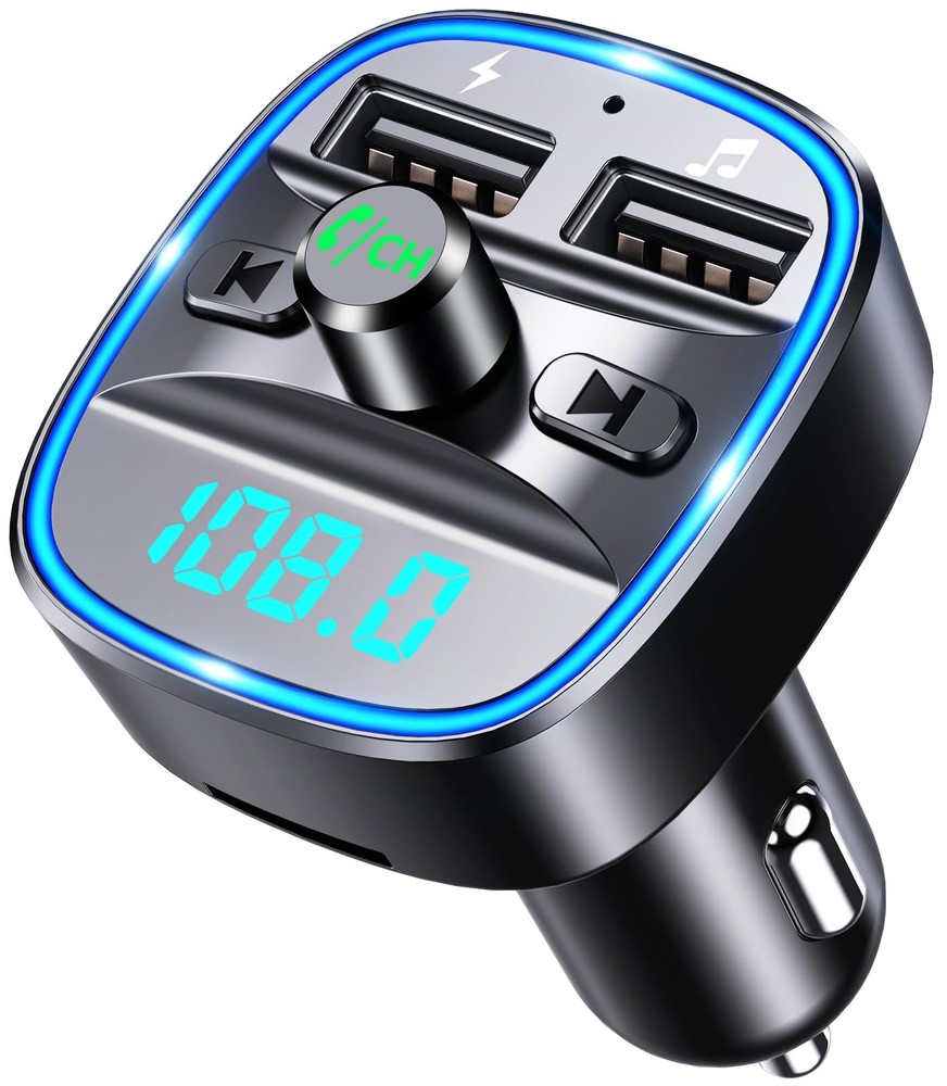 (Upgraded) COMSOON FM Transmitter, Bluetooth Car Adapter MP3 Small, Orange