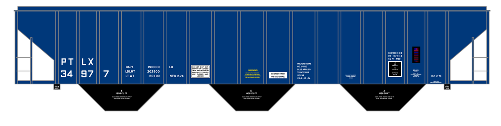 K4 O Scale Decals White PS2-CD 4750 Cu Ft Covered Hopper Dimensional Data Set