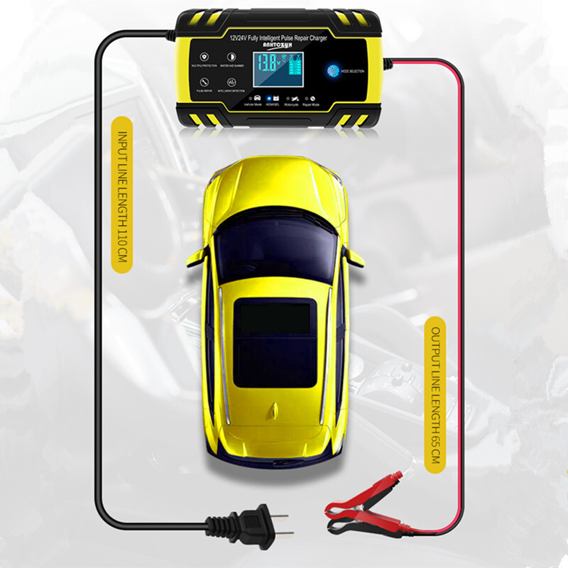 Car Automatic Smart Battery Pulse Repair LCD Digital Display Smart 8A Charger