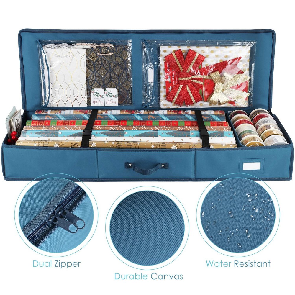 Hearth & Harbor Wrapping Paper Storage Organizer Container - Christmas Wrapp...