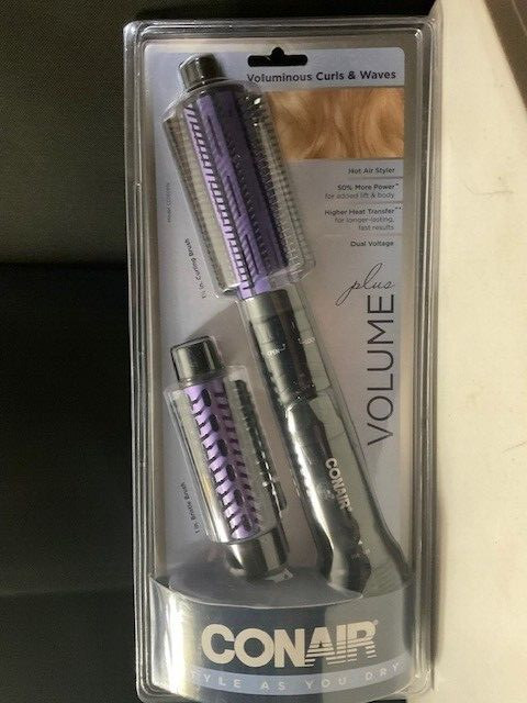 Conair bristle and curling brush voluminous curls & waves CD160PN blk/prpl