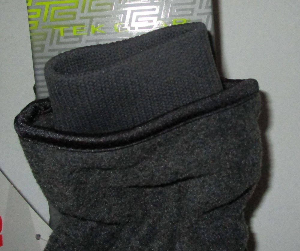 TEK GEAR~SMALL MEDIUM~Men's Dark Coal Heather Microfleece Cuffed Gloves