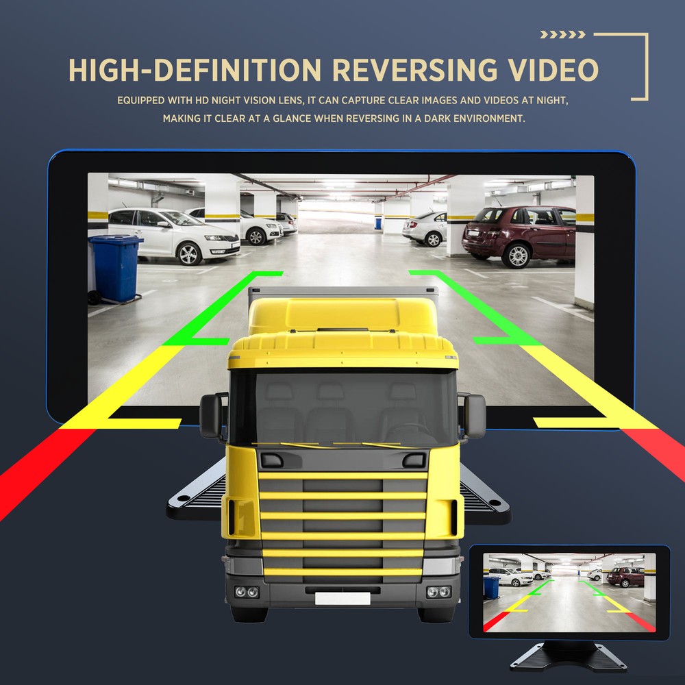 Backup Camera Dash Cam with 10.36"Touchscreen 4 AHD Front Rear Sides View Camera