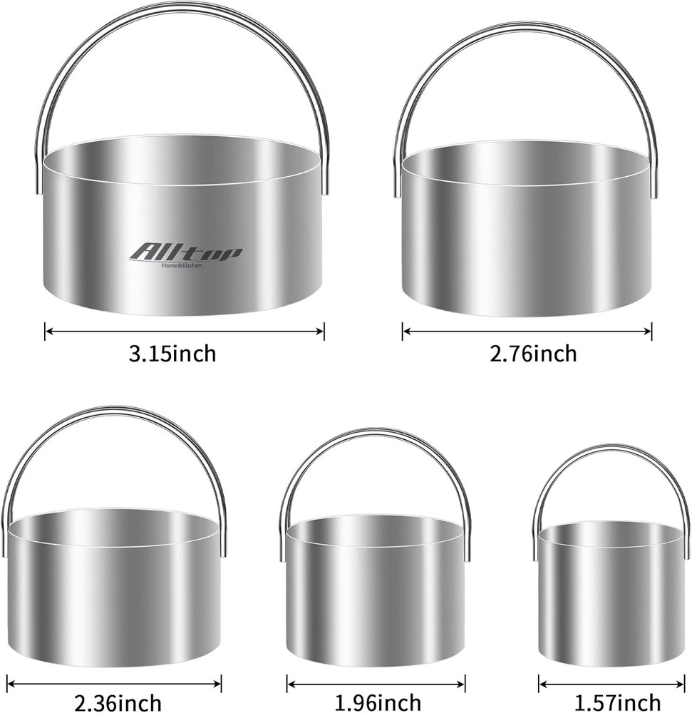 ALLTOP Round Biscuit Cutters with Handle, Stainless Steel Baking Essential Tool