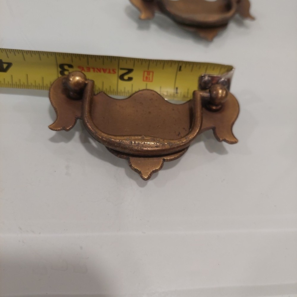 Four Small Vintage Brass Batwing Drop Bail Handle Drawer Pulls 3 1/8" wide