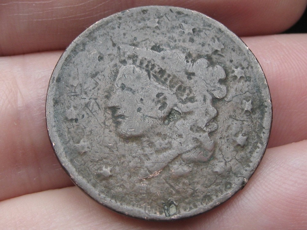1836 Matron Head Large Cent Penny- About Good Details