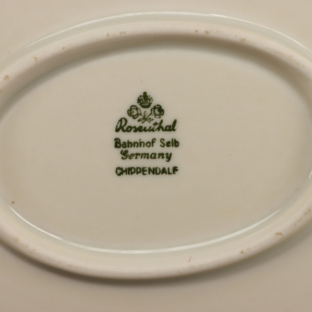 Rosenthal Red Maroon Leaf Laurel Edged Ivory Serving Platter 15" Chippendale