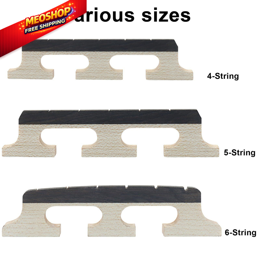 Marvexi 4-String Banjo Bridge, Ebony Maple Composite Replacement