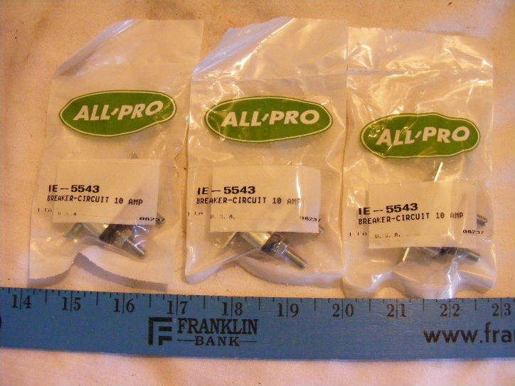 Quantity 3 New All Pro IE-5543 10 Amp Circuit Breakers