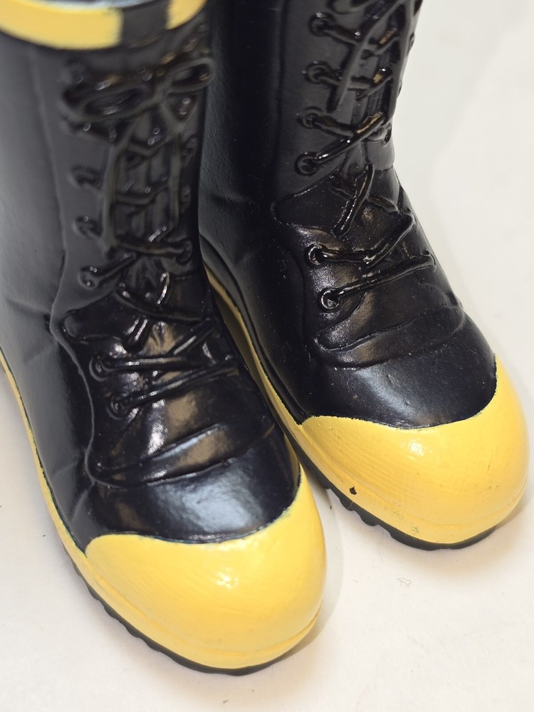 Plastic Fireman Black Boots Accessory for 12" Action Figure 1/6 scale