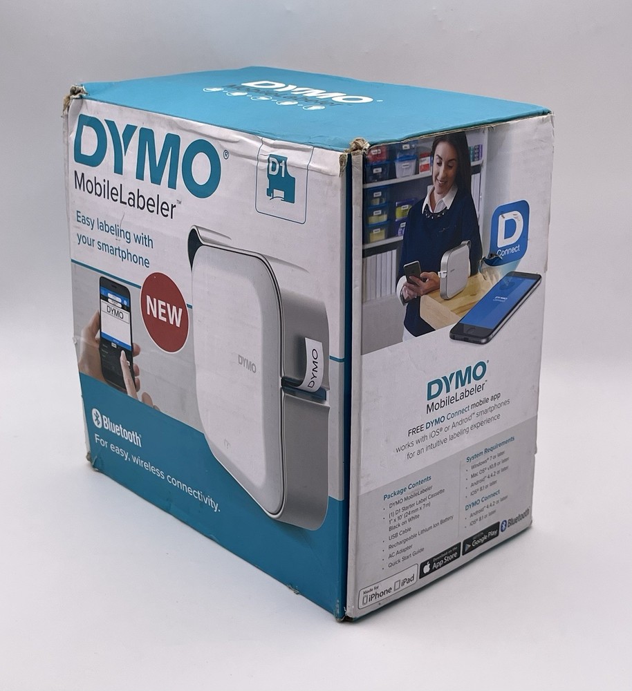 DYMO MobileLabeler 1982171 Bluetooth Label Maker Tape D1 iOS Android Mac Windows