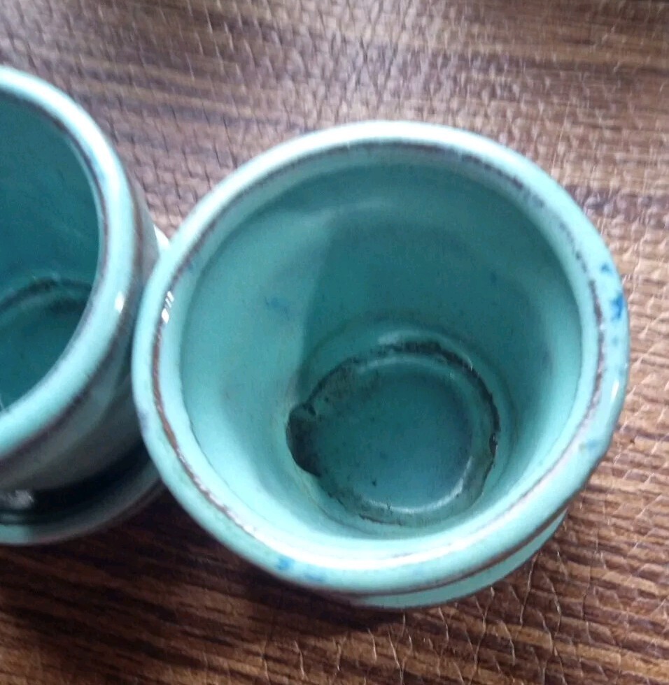 5 Green Turquoise Planter 3 W/ Attached Water Catcher