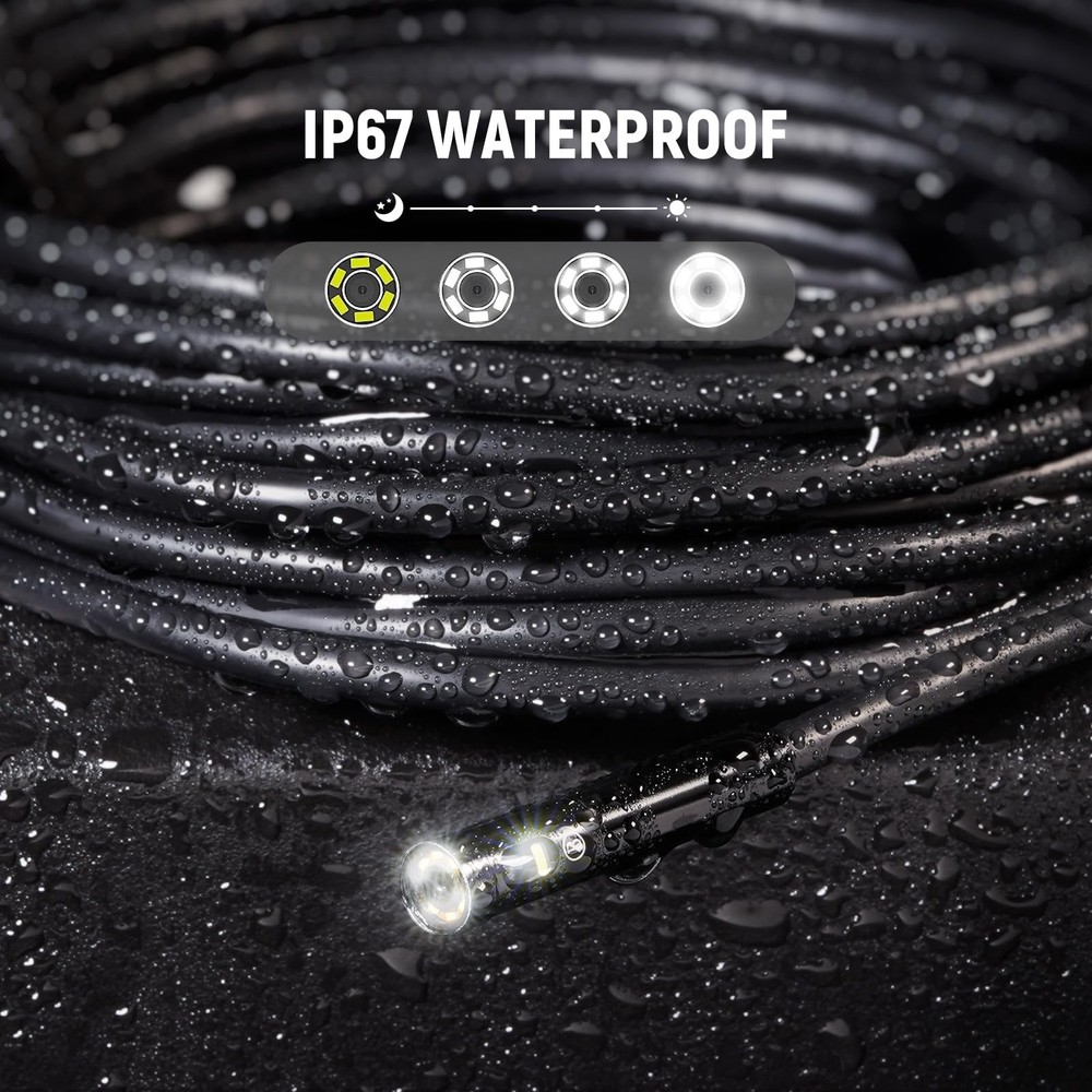 DEPSTECH 5" IPS Screen Borescope with Light, Split Screen View, 1080P HD Sewe...