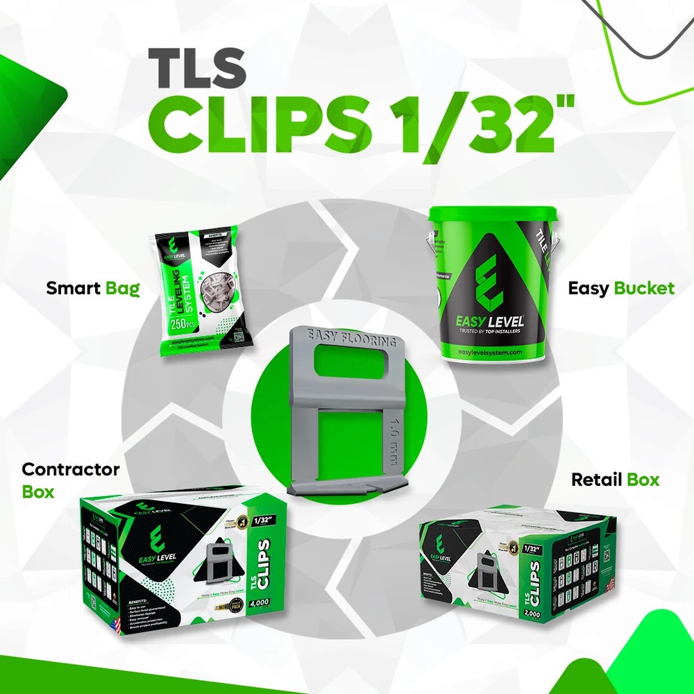 Tile Leveling System Clips 1/32" (1.0 mm) – Standard Spacers