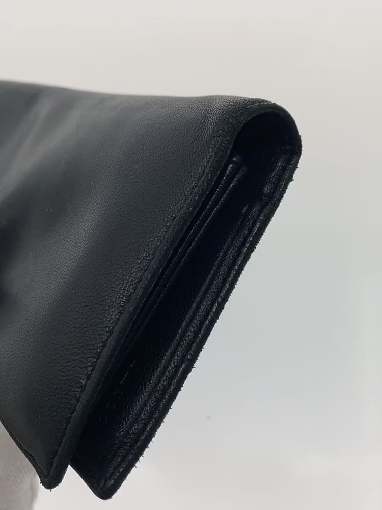 LOEWE Long Wallet Leather Black Plain Men's