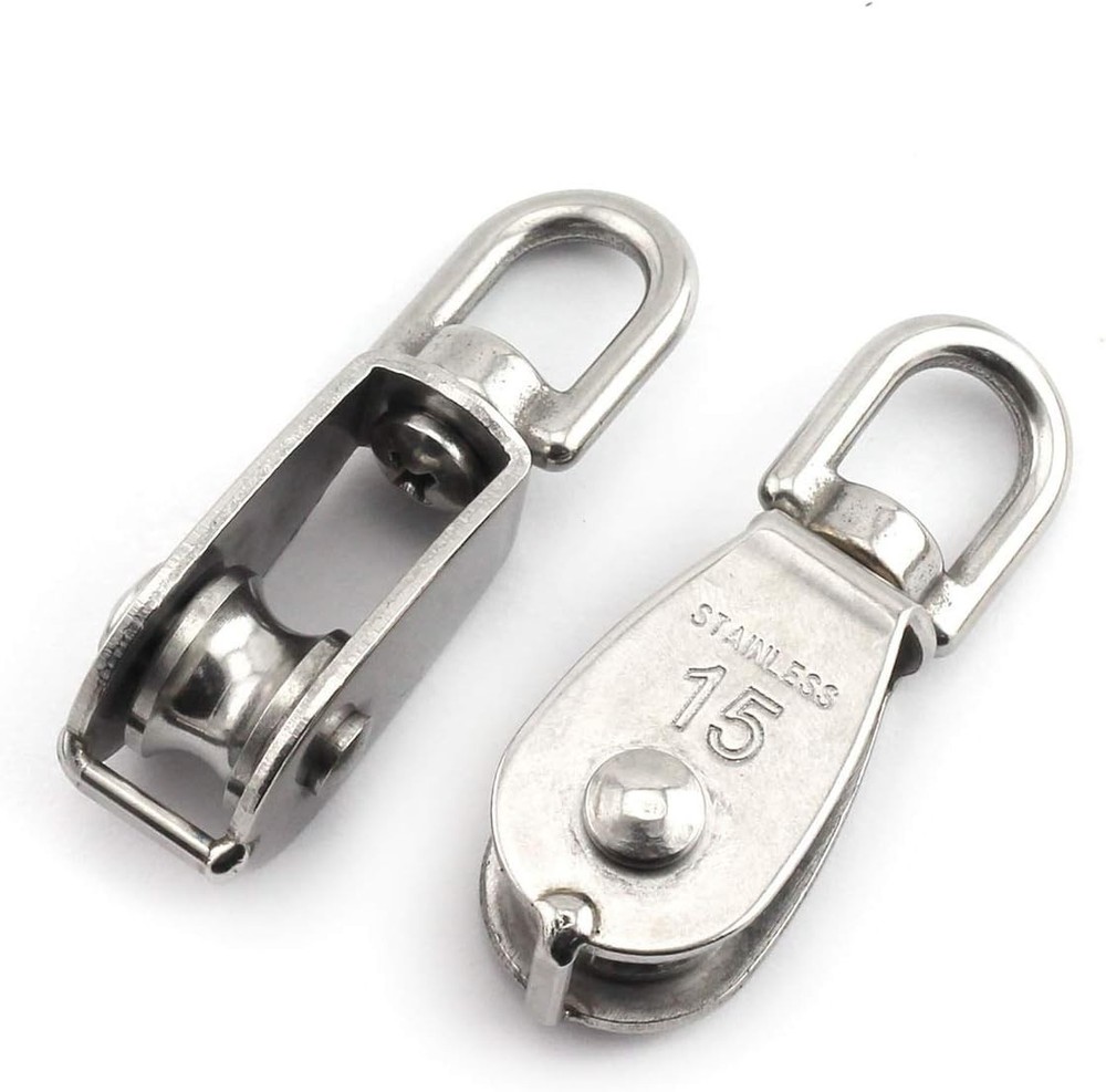 2-Pack M15 Single Wheel Stainless Steel Rigging Block - Swivel Functionality