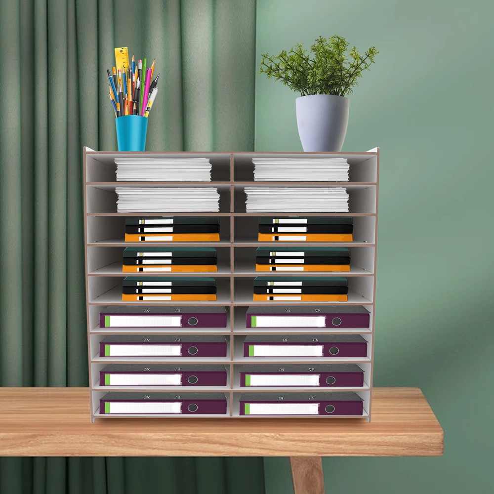 Document Tray Wooden Storage Compartment File Storage Organiser Office Storage