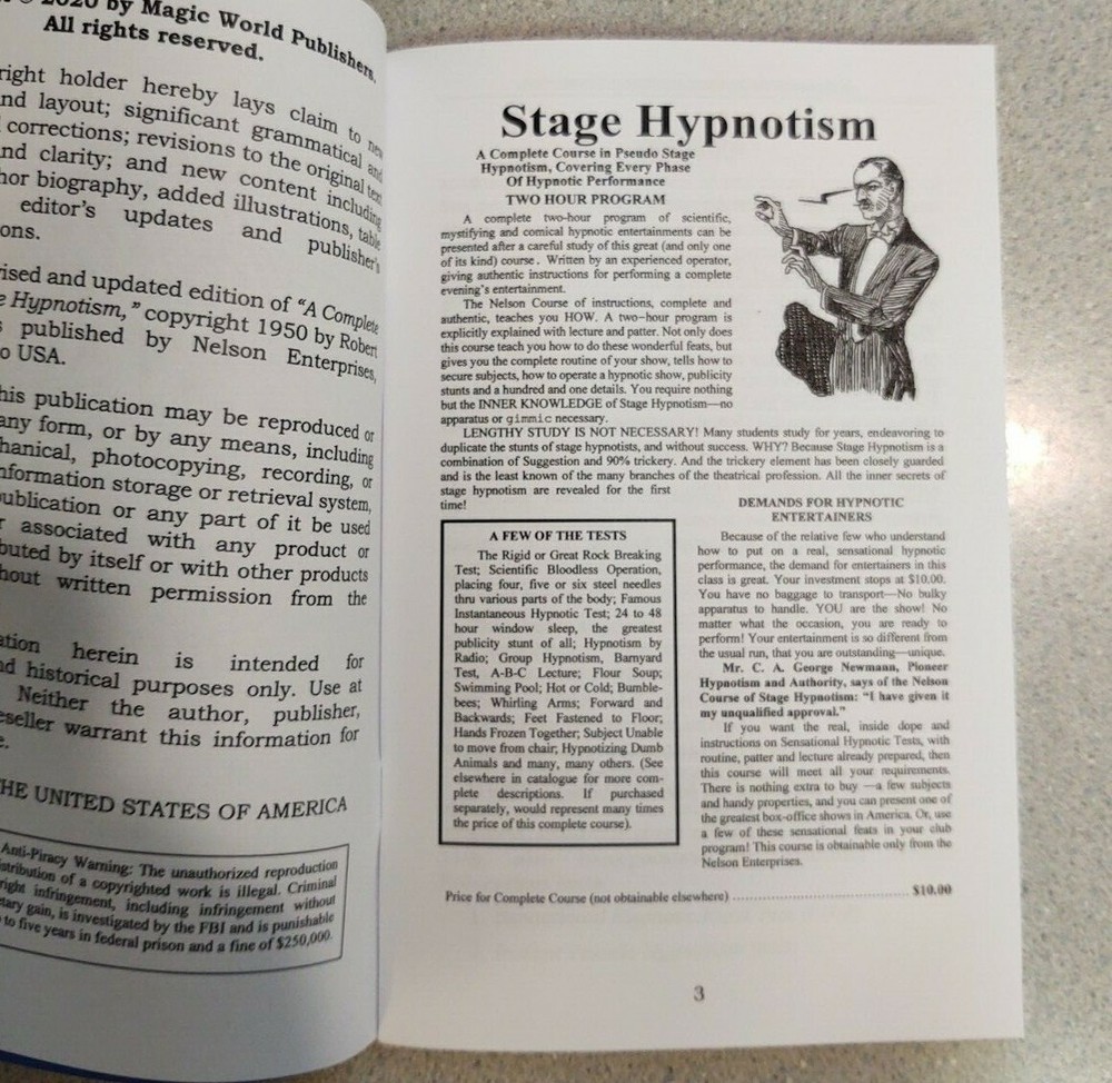 A Complete Course in Stage Hypnotism by Robert A. Nelson