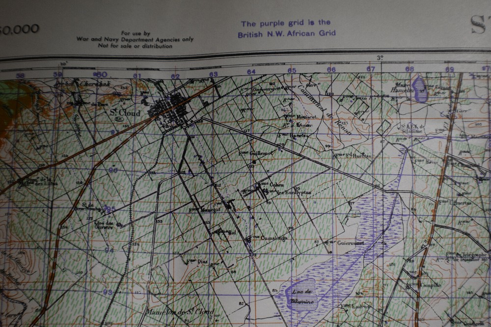 1942 *WW2* St Cloud [Gdyel] Algeria Map OPERATION TORCH