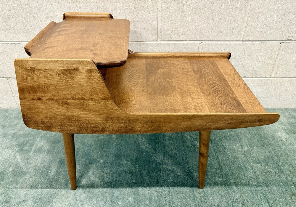 *PAIR* Russel Wright For Conant Ball Step Back Solid Birch MCM End Tables; Mint