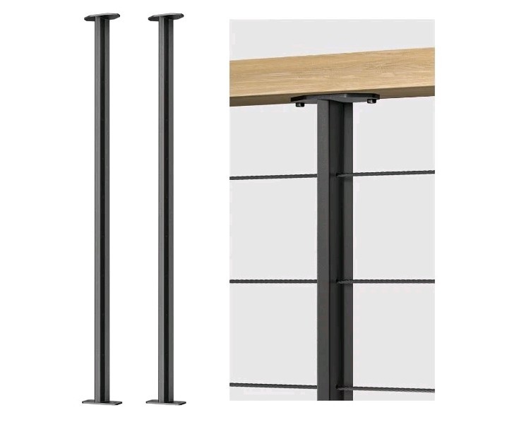 36" Black Stainless Steel Cable Railing Intermediate Post for 1/8" Cable 2 Pack!