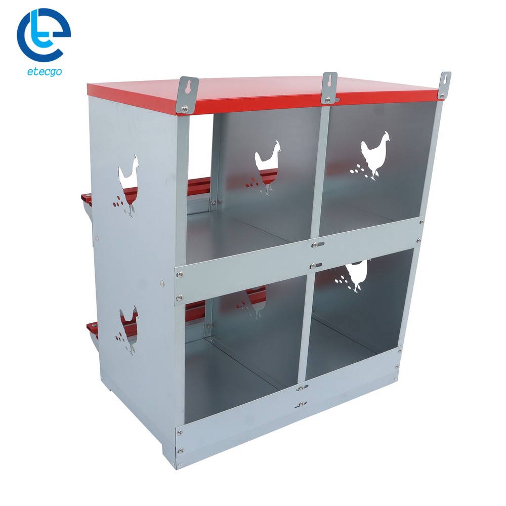Chicken Nesting Boxes 4 Hole Metal Chicken Egg Laying Box Rollout Egg Collection