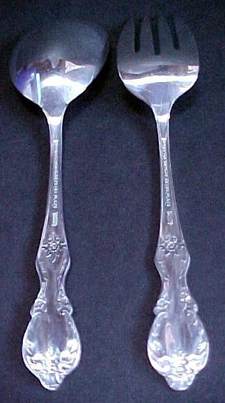 Rogers Serving Spoon Meat Fork Scalloped Slotted Spoon