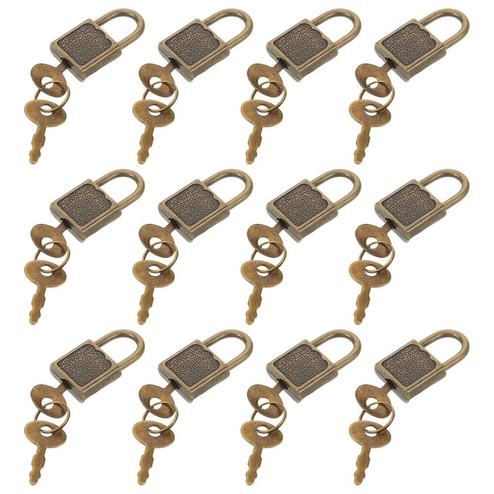 12 Sets Mini Vintage Style Padlocks With Keys For Storage Unit Locks