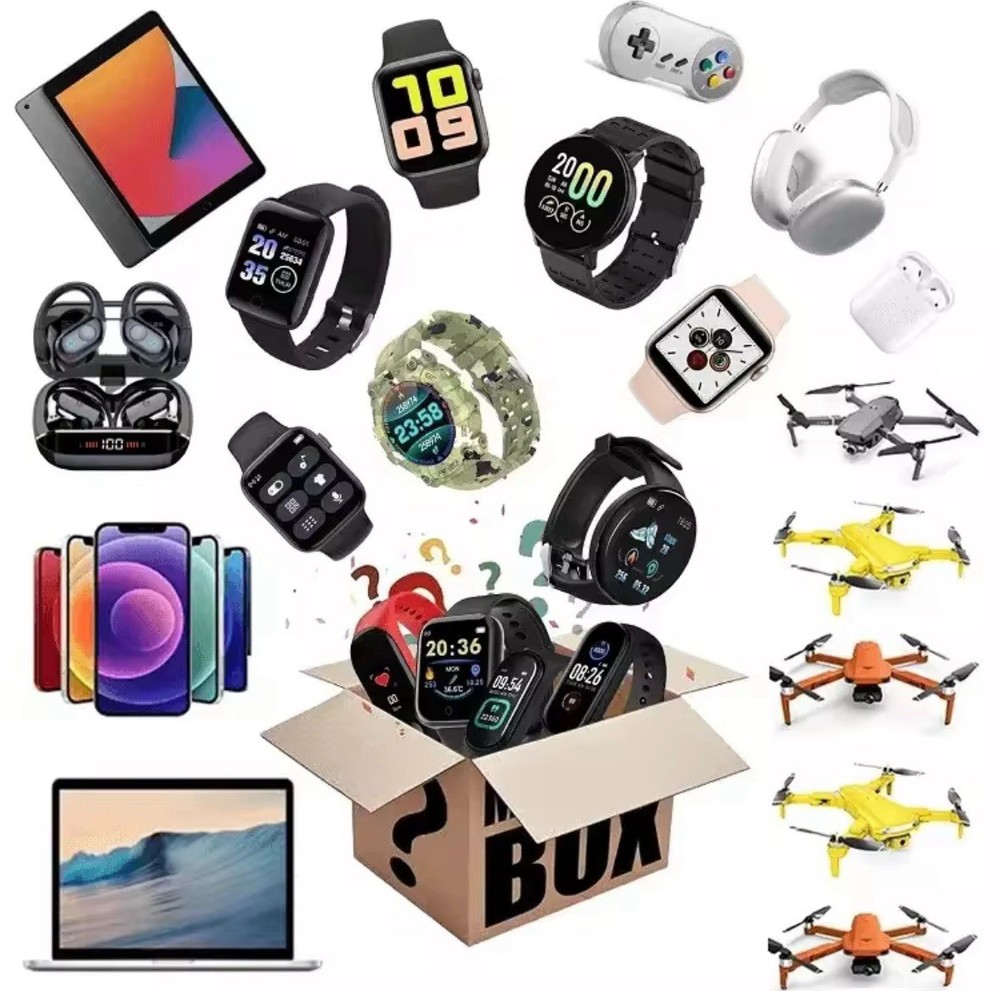 Electronics Mystery Box 1–5 Random Gadgets Smart Watch Earbuds Camera Gift