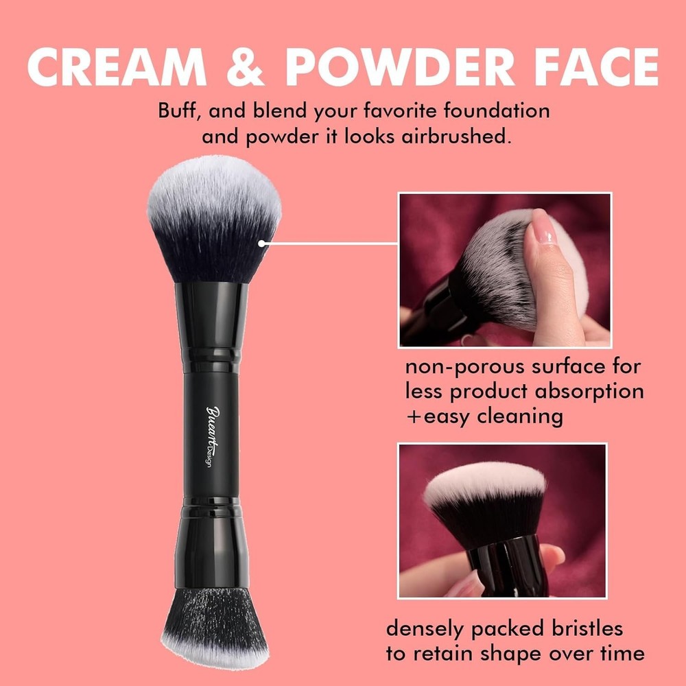 Dual-Ended Makeup Brush Set: Blush, Bronzer & Concealer Essential