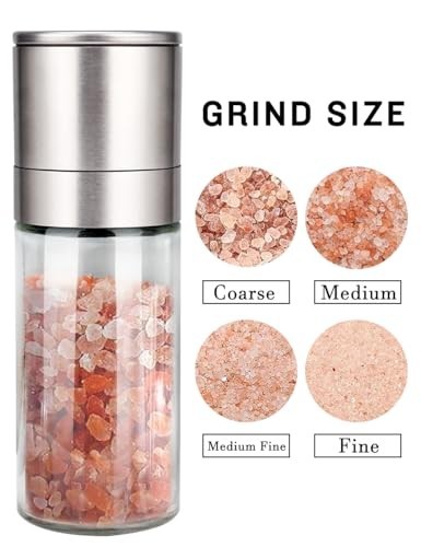 Adjustable Salt and Pepper Grinder Set - Refillable, Stainless Steel, Ceramic Ro