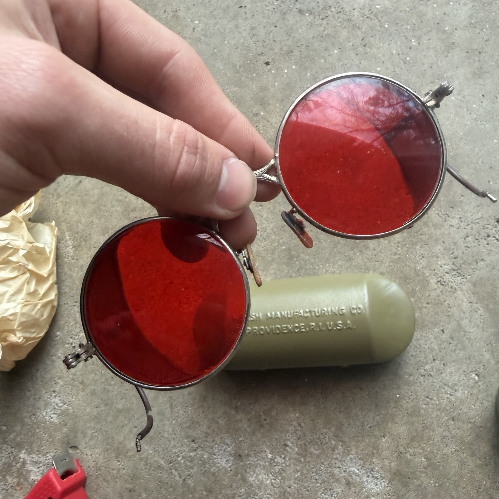 Red Welsh WW2 Goggles With Screens NOS deadstock Steampunk Vintage 1940s