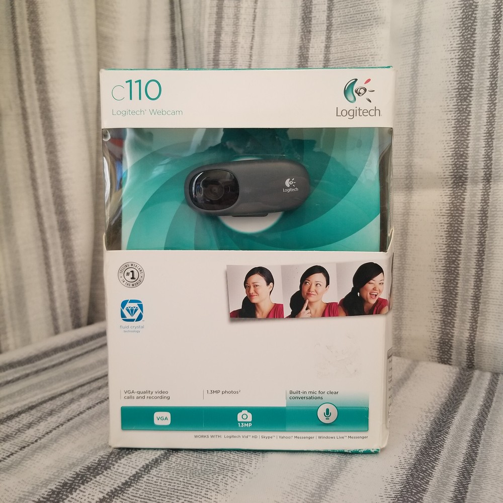 New Logitech Basic 1.3MP VGA Webcam w/Microphone For Window PC Computer C110