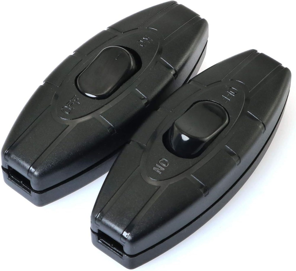 E-outstanding Inline Cord Switch 2 PCS On/Off Black Button