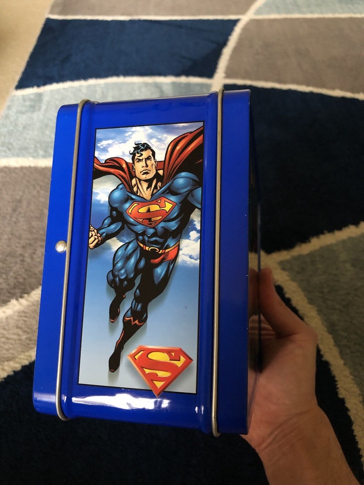 Superman Six Flags Small Tin Metal Lunch Box DC Comics