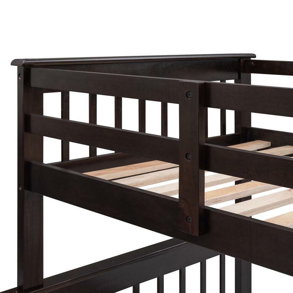 Maximized Storage Space Stairway Twin-over-Full Bunk Bed Espresso