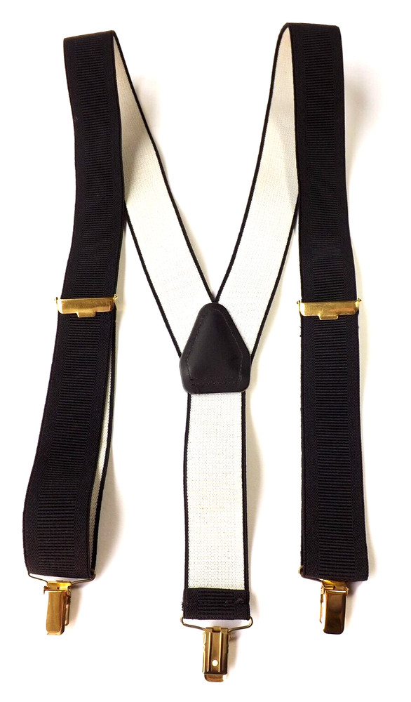 Mens BRACES Y Design Black Elasticated Clip On Excellent Condition