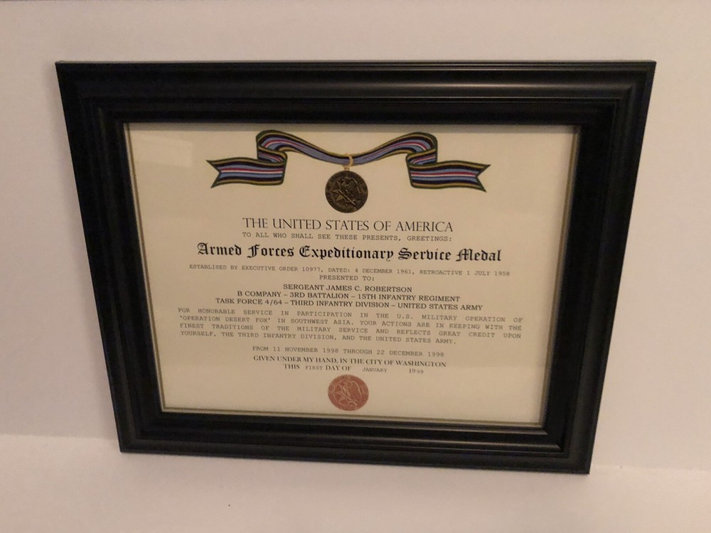 ARMED FORCES EXPEDITIONARY MEDAL / VETERAN COMMEMORATIVE CERTIFICATE (Type-3)