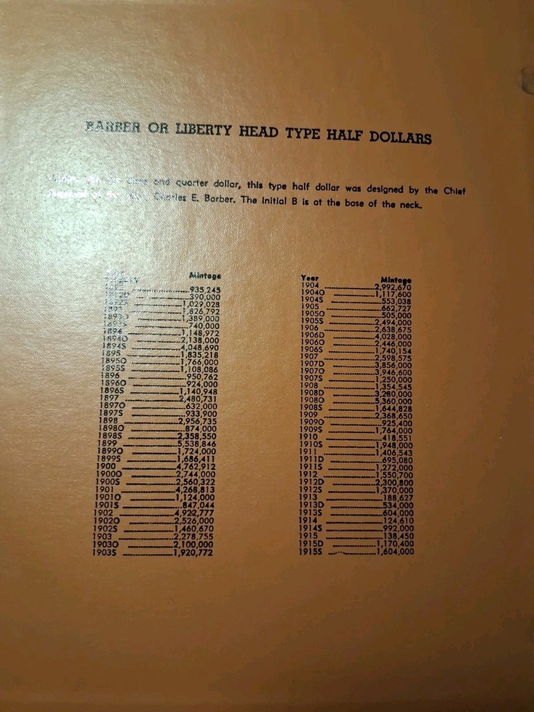 1892-1915 LIBERTY HEAD HALF DOLLARS ( USED) DANSCO.