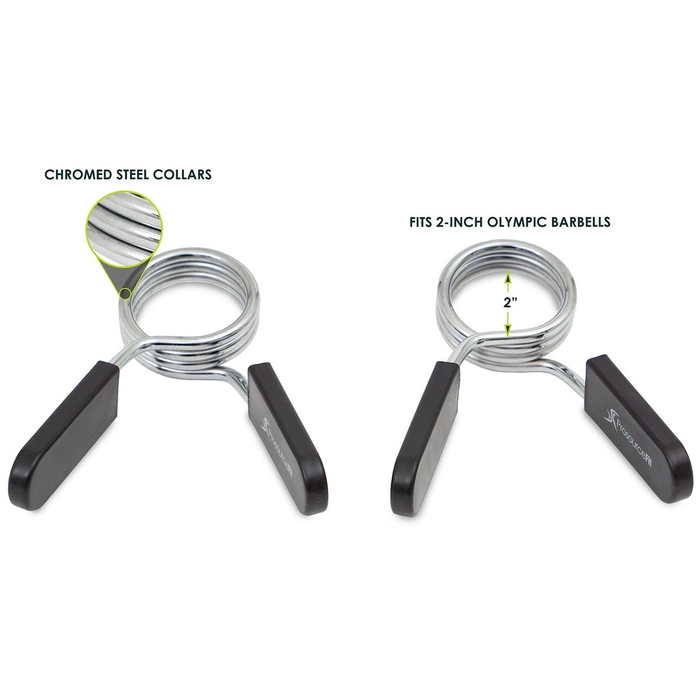ProsourceFit Olympic Barbell Spring Clip Collar 2-inch Pair with Easy-Grip...