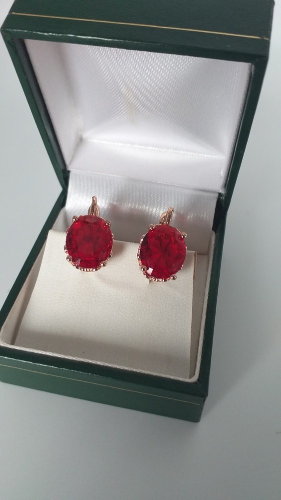 Vintage 1990s 14 Ct Rolled Gold Ruby Earrings-Hallmarked 585 RG!.