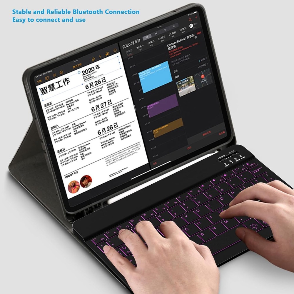 Backlit Bluetooth Keyboard Small Portable Wireless Black